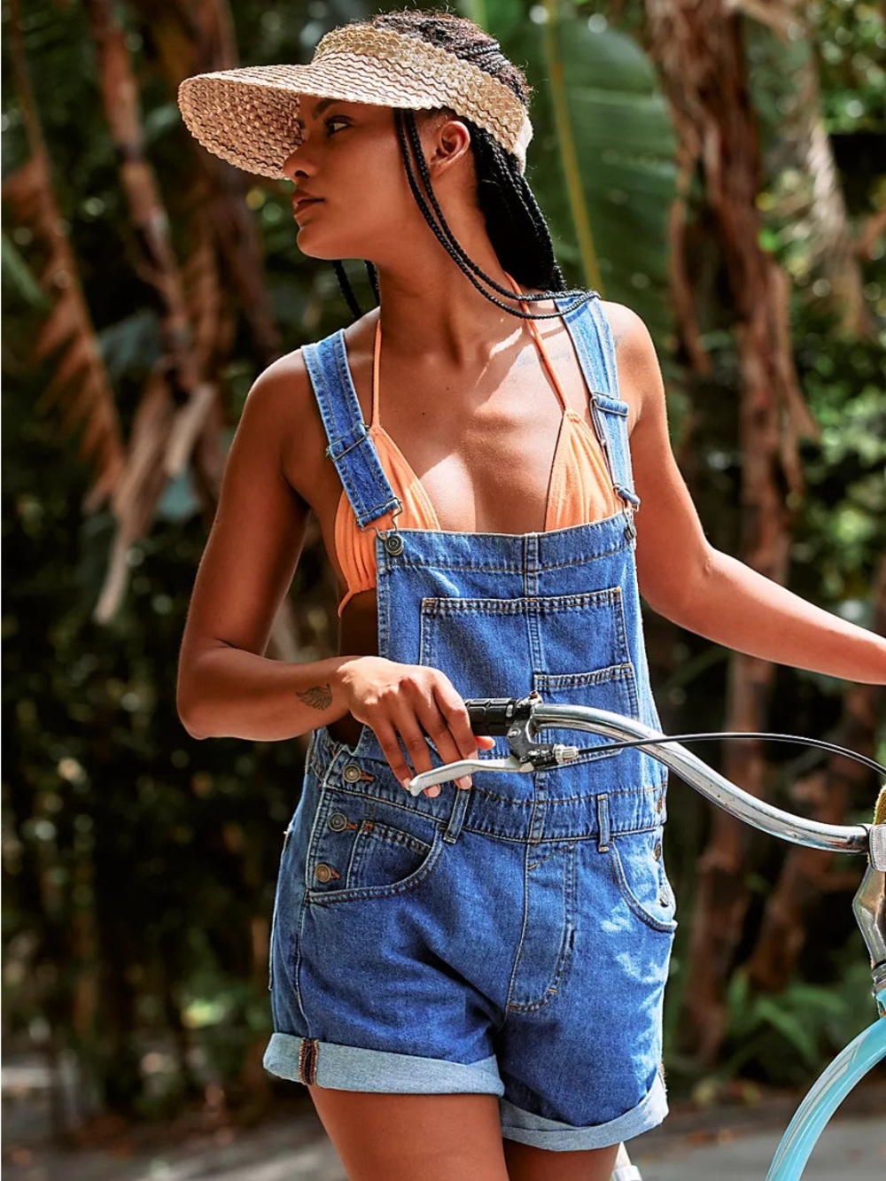 Free People Ziggy Denim Shortalls Sapphire Blue - Picture 5 of 12
